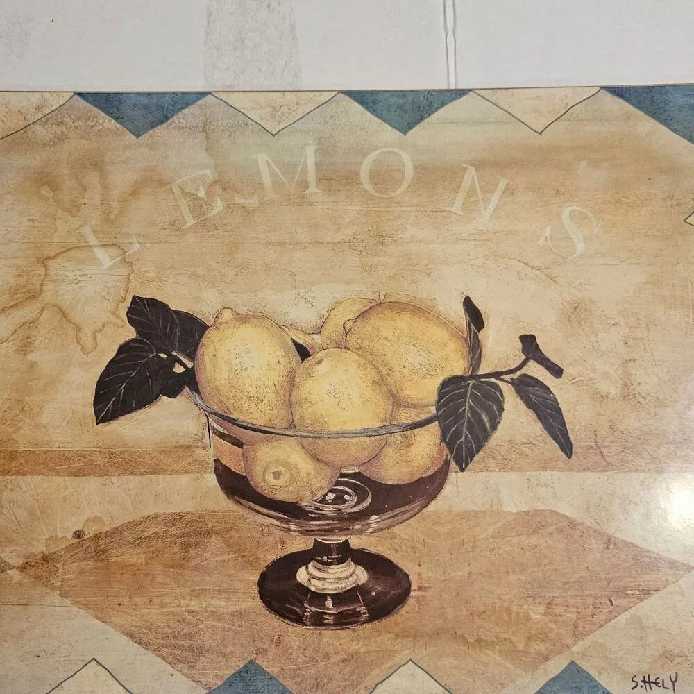 Pimpernel English Lemons Placemat 16" cork backed vtg inspired art by S. Hely - Picture 8 of 8